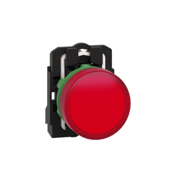 XB5AVM4 Pilot light, Harmony XB5, grey plastic, red, 22mm, universal LED, plain lens, 230...240V AC Schneider Electric