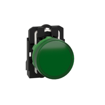 XB5AVB3 pilot light, Harmony XB5, grey plastic, green, 22mm, universal LED, plain lens, 24V AC DC Schneider Electric