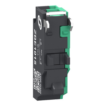 ZBE1015 Single contact block, Harmony XB4, Hamony XB5, silver alloy, compact push in terminals, 1 NO Schneider Electric