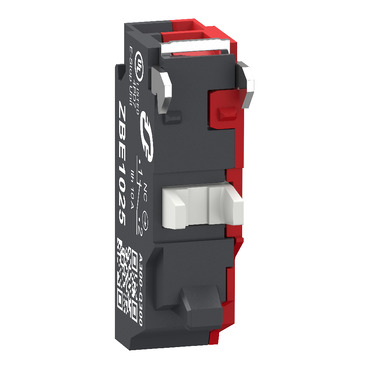 ZBE1025 Single contact block, Harmony XB4, Hamony XB5, silver alloy, compact push in terminals, 1 NC