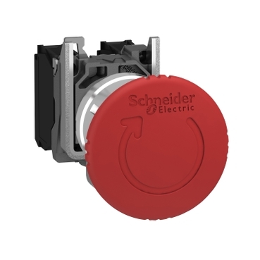 XB4BS8444 Harmony XB4, Emergency stop switching off, metal, red mushroom, Ø40, Ø22, trigger latching turn to release, 2 NC