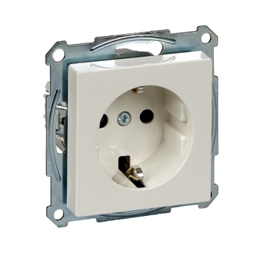 MTN2300-0319 Socket-outlet, Merten System M, 2P + E, 16A, Schuko, screwless terminals, glossy, polar white Schneider Electric
