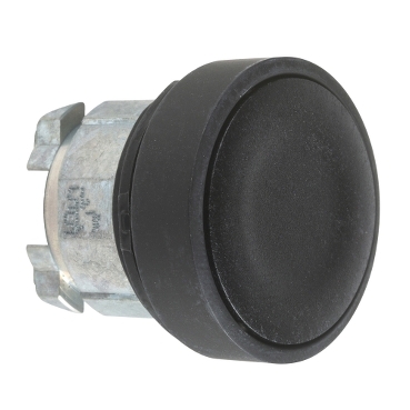 ZB4BA27 Head for non illuminated push button, Harmony XB4, black flush pushbutton Ø22 mm spring return unmarked
