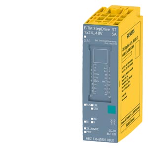 6BK1136-6SB01-0BU0 SIMATIC F-TM StepDrive ST, drive controller for stepper motors in the safety extra low voltage range, 24 to 48 V DC power supply of the drive, output current 5 A, for SIMATIC ET 200SP, STO hardwired
