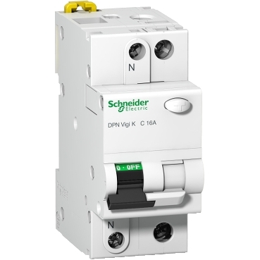 A9D22610 Residual current circuit breaker (RCBO), Acti9 DPN Vigi K, 1P+N, 10A, B curve, 6000A, AC type, 30mA