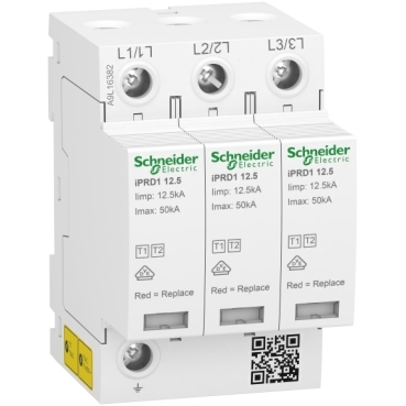 A9L16382 Modular surge arrester, Acti9 iPRD1 12.5, 3 P, 350 V, with remote transfert