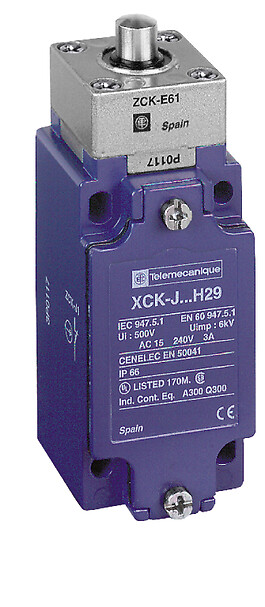 XCKJ161D Limit switch, XC Standard, XCKJ, metal end plunger, 1NC+1 NO, snap action, M12