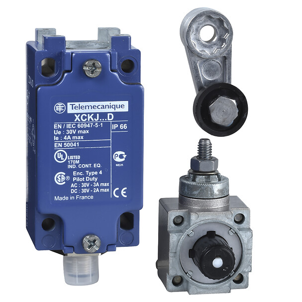 XCKJ10514D Limit switch, XC Standard, XCKJ, steel roller lever ball bearing, 1NC+1 NO, snap, M12