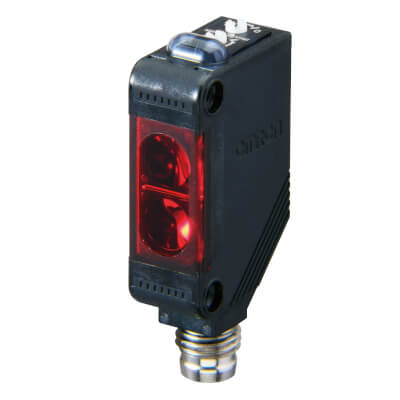 E3Z-R86 Photoelectric sensor, rectangular housing, red LED, retro-reflective, 4 m, PNP, Light-ON/Dark-ON, M8 4-pin connector