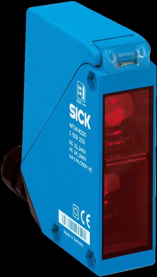 1019240 WT34-R250 Background Suppression Photoelectric Sensor, Rectangular Sensor, 100 → 1200 mm Detection Range