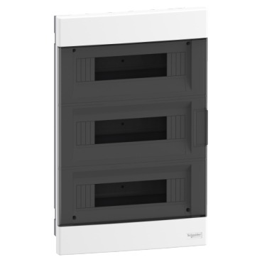 EZ9EUA312 Modular housing, Easy9 EU, flush, 3x12 modules, 2 ground/neutral terminals, smoke door