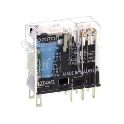 G2R-2-SND 24VDC (S) Relay, plug-in, 8-pin, DPDT, 5 A, mech & LED indicators, coil suppressor, label facility