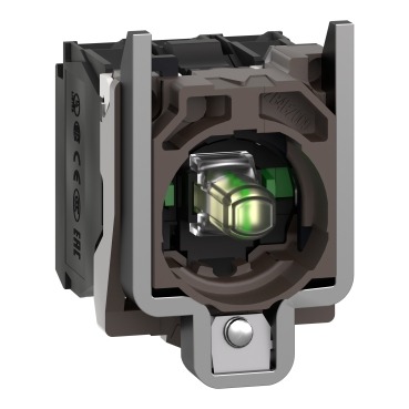 ZB4BW0B13 Complete body contact assembly and light block, Harmony XB4, metal, universal LED, body fixing collar, 2NO, 24V AC DC