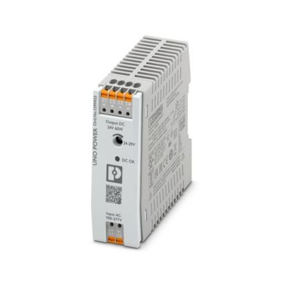 1399933 UNO2-PS/1AC/24DC/60W/PT Primary-switched power supply unit, UNO POWER, Push-in connection, DIN rail mounting, input: 1-phase, output: 24 V DC / 2.5 A, adjustable from 24 V DC ... 29 V DC