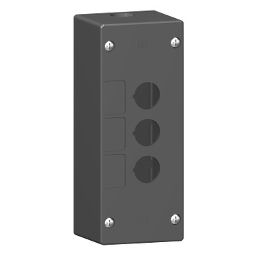 XALG03 empty control station-severe environments-black-3 cut-outs-3 vertical openings