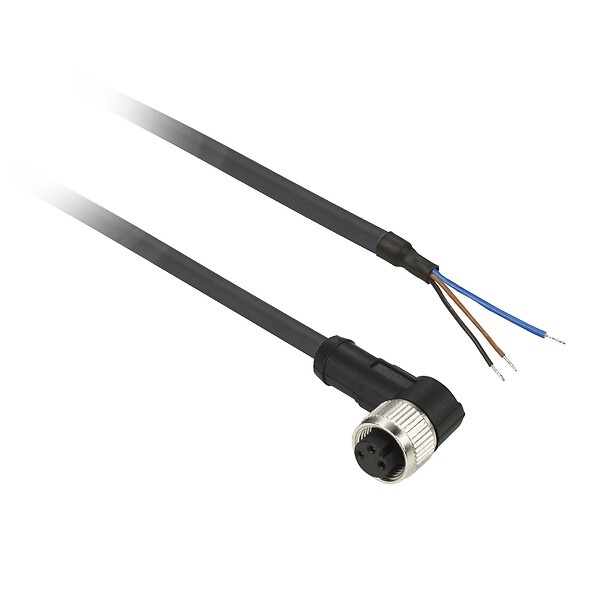 XZCP0666L10 Pre wired connectors XZ, elbowed female, M8, 3 pins, cable PUR 10 m