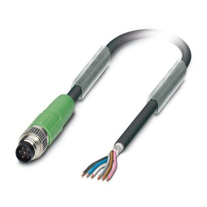 1522325 SAC-6P-M 8MS/10,0-PUR SH Sensor/actuator cable, 6-position, PUR halogen-free, black-gray RAL 7021, shielded, Plug straight M8, coding: A, on free cable end, cable length: 10 m