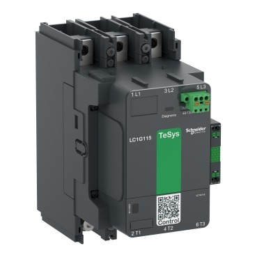 LC1G225KUEN High power contactor, TeSys Giga, 3 pole (3NO), AC-3 <=440V 225A, standard version, 100…250V wide band AC/DC coil