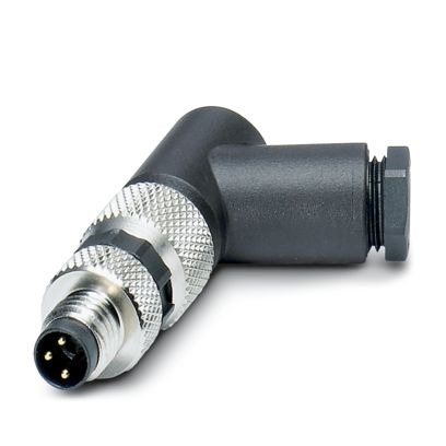 1407583 SACC-M 8MR-3CON-M-SW Connector, Universal, 3-position, Plug angled M8, coding: A, Screw connection, knurl material: Brass, nickel-plated, external cable diameter 3.5 mm ... 5 mm