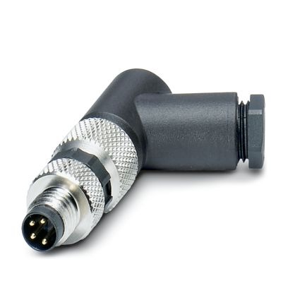1407585 SACC-M 8MR-4CON-M-SW Connector, Universal, 4-position, Plug angled M8, coding: A, Screw connection, knurl material: Brass, nickel-plated, external cable diameter 3.5 mm ... 5 mm