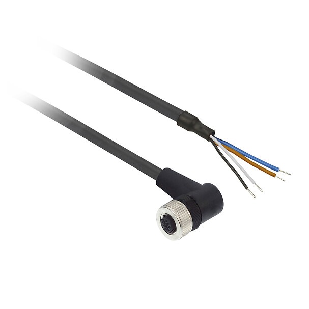 XZCP1241L30 Pre wired connectors XZ, elbowed female, M12, 4 pins, cable PUR 30 m